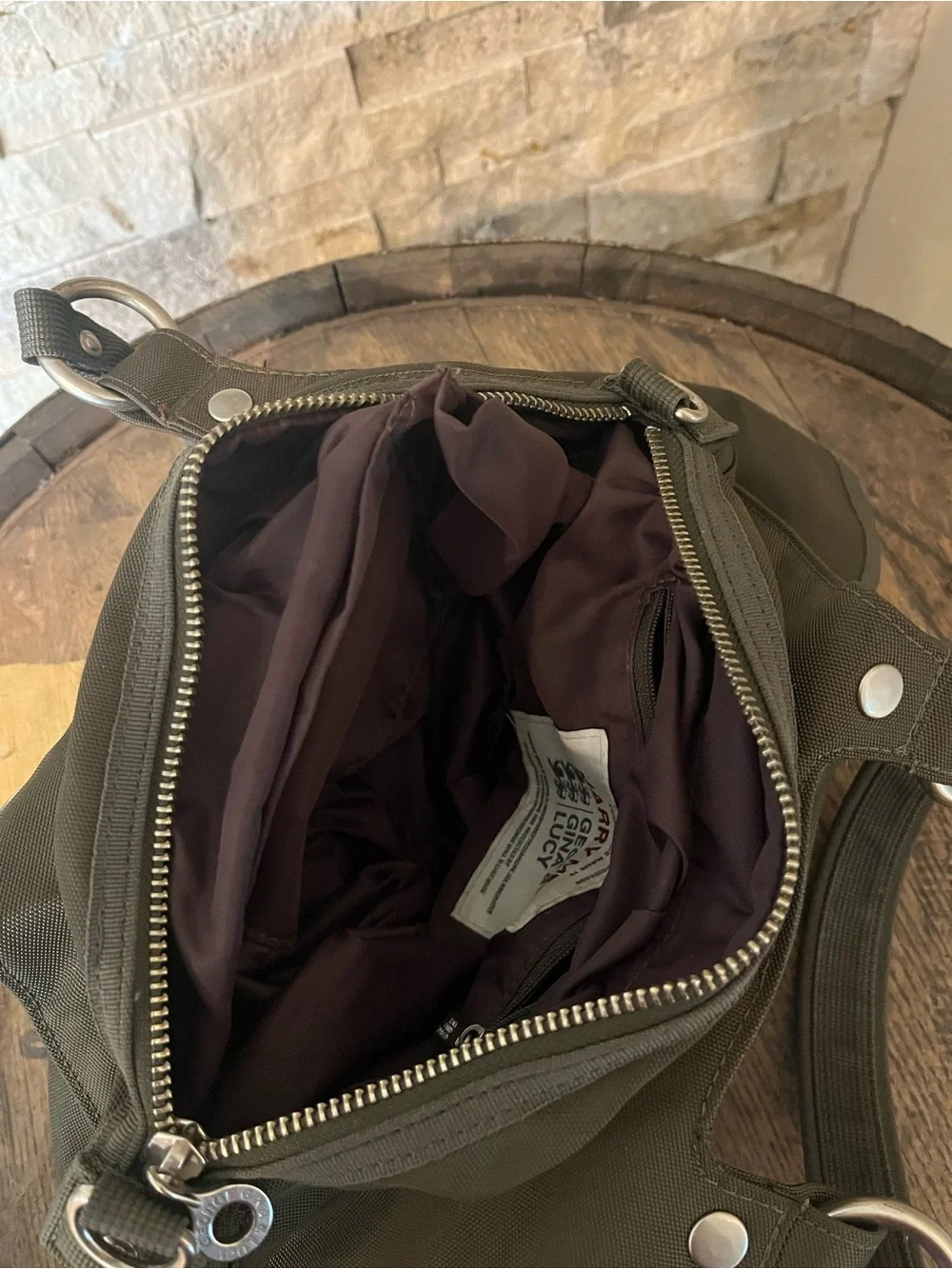 George Gina and Lucy Olive Green “Marry Me?” Bag with Detachable Strap